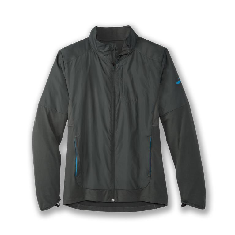 Brooks Fusion Hybrid - Mens Running Jackets - Dark Oyster/Grey (57049CGAS)